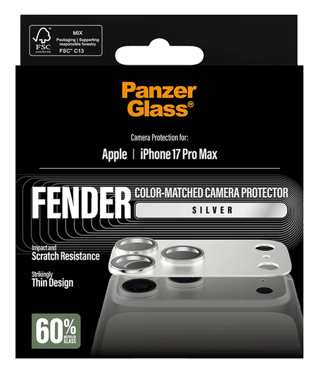 PanzerGlass Fender iPhone 17 Pro Max Camera Lens Protector Tempered Glass Zilver afbeelding 4
