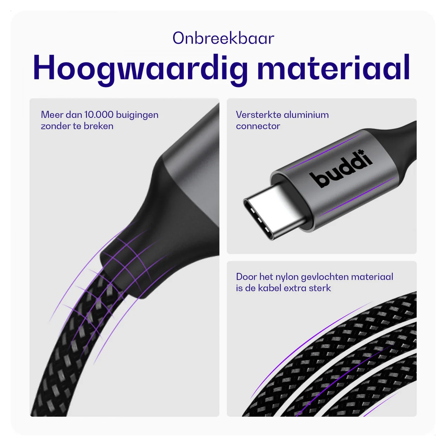 Buddi Go Compacte Powerbank 5.000 mAh met Buddi Flex 30cm USB-C Kabel 60W Zwart afbeelding 8