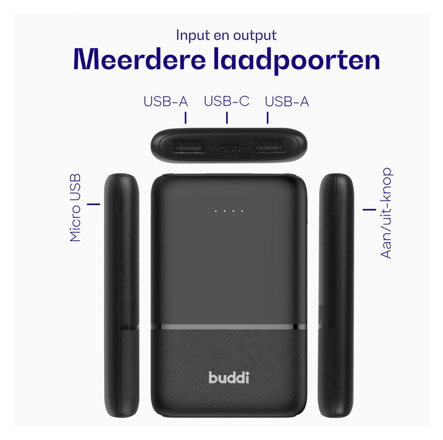 Buddi Go Compacte Powerbank 5.000 mAh met Buddi Flex 30cm USB-C Kabel 60W Zwart afbeelding 6
