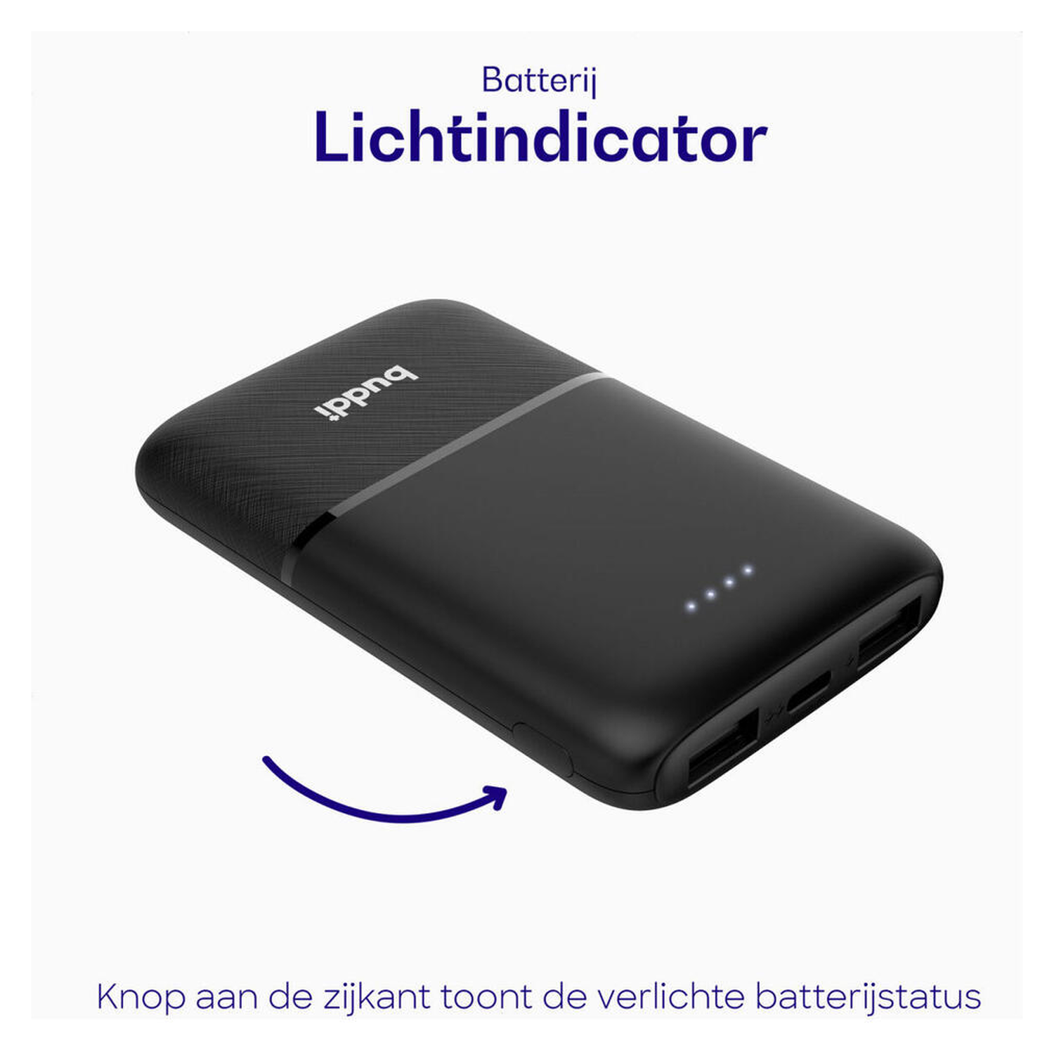 Buddi Go Compacte Powerbank 5.000 mAh met Buddi Flex 30cm USB-C Kabel 60W Zwart afbeelding 10