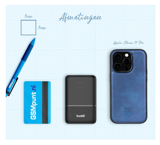 Buddi Go Compacte Powerbank 5.000 mAh met Buddi Flex 30cm USB-C Kabel 60W Zwart afbeelding 12