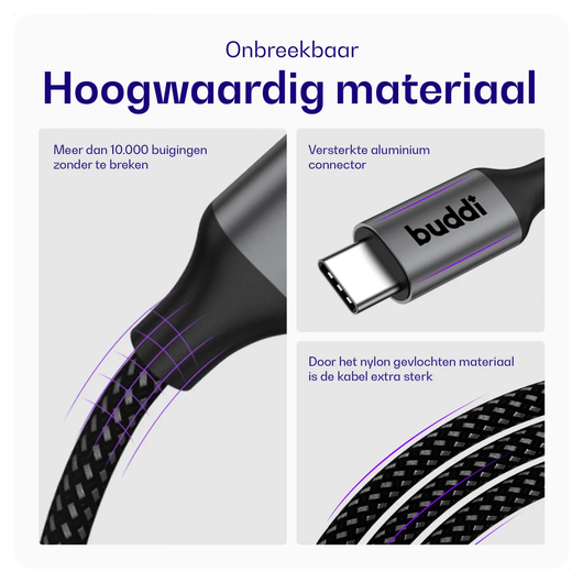 Buddi Go Compacte Powerbank 5.000 mAh met Buddi Flex 30cm USB-C Kabel 60W Zwart afbeelding 8