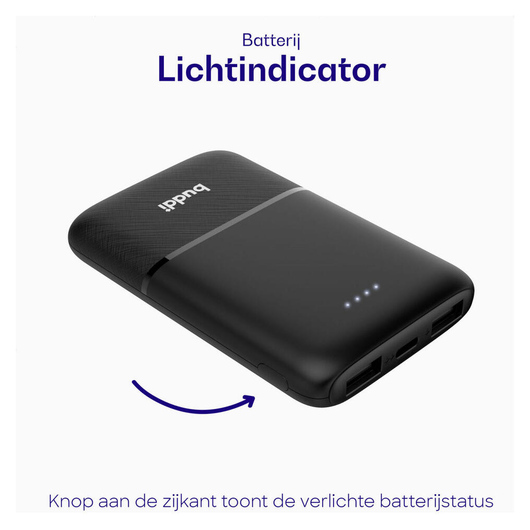 Buddi Go Compacte Powerbank 5.000 mAh met Buddi Flex 30cm USB-C Kabel 60W Zwart afbeelding 10