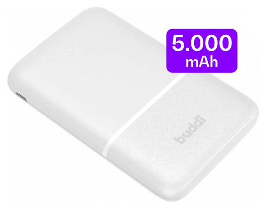 Buddi Go Compacte Powerbank 5.000 mAh met Buddi Flex 30cm USB-C Kabel 60W Wit afbeelding 2