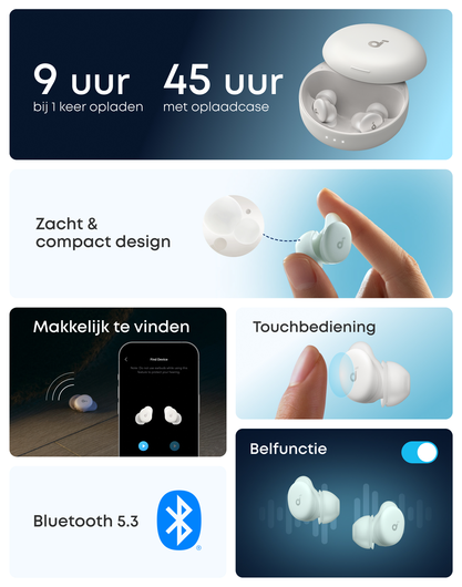 Anker SoundCore Sleep A30 Draadloze Bluetooth Oordopjes Noise Cancelling Groen afbeelding 8