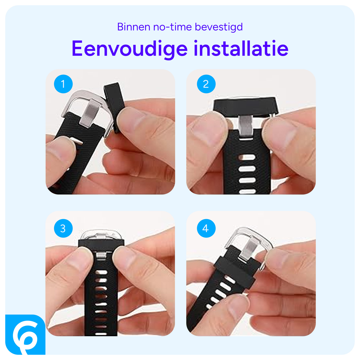 SBG Horlogeband Lussen - Vervangende Smartwatch Houders Set (6 Stuks) Zwart afbeelding 6