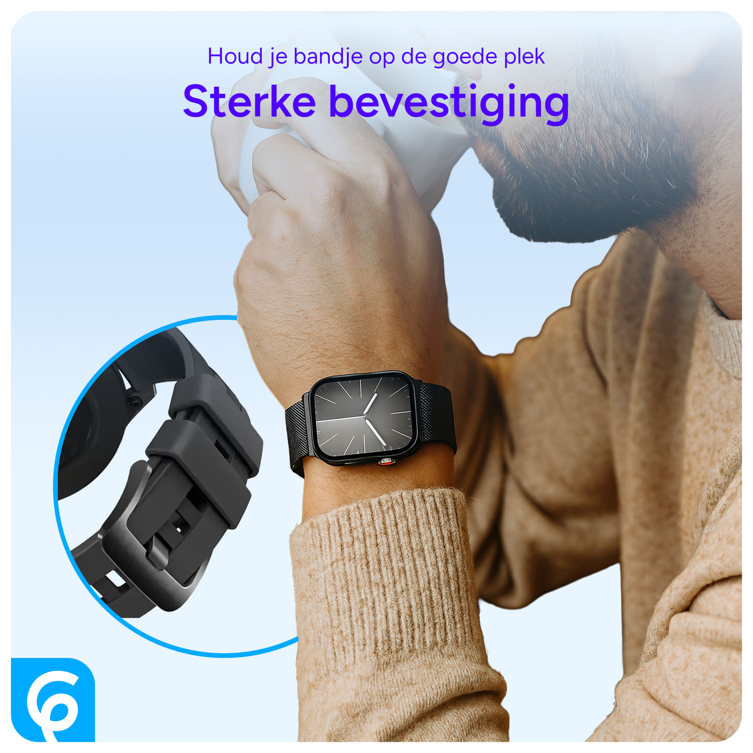 SBG Horlogeband Lussen - Vervangende Smartwatch Houders Set (6 Stuks) Zwart afbeelding 2