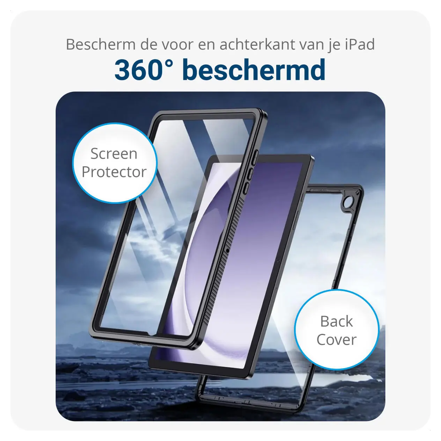 Samsung Galaxy Tab A11 Plus Hoes Waterdicht Full Protect Cover IP68 Zwart afbeelding 6