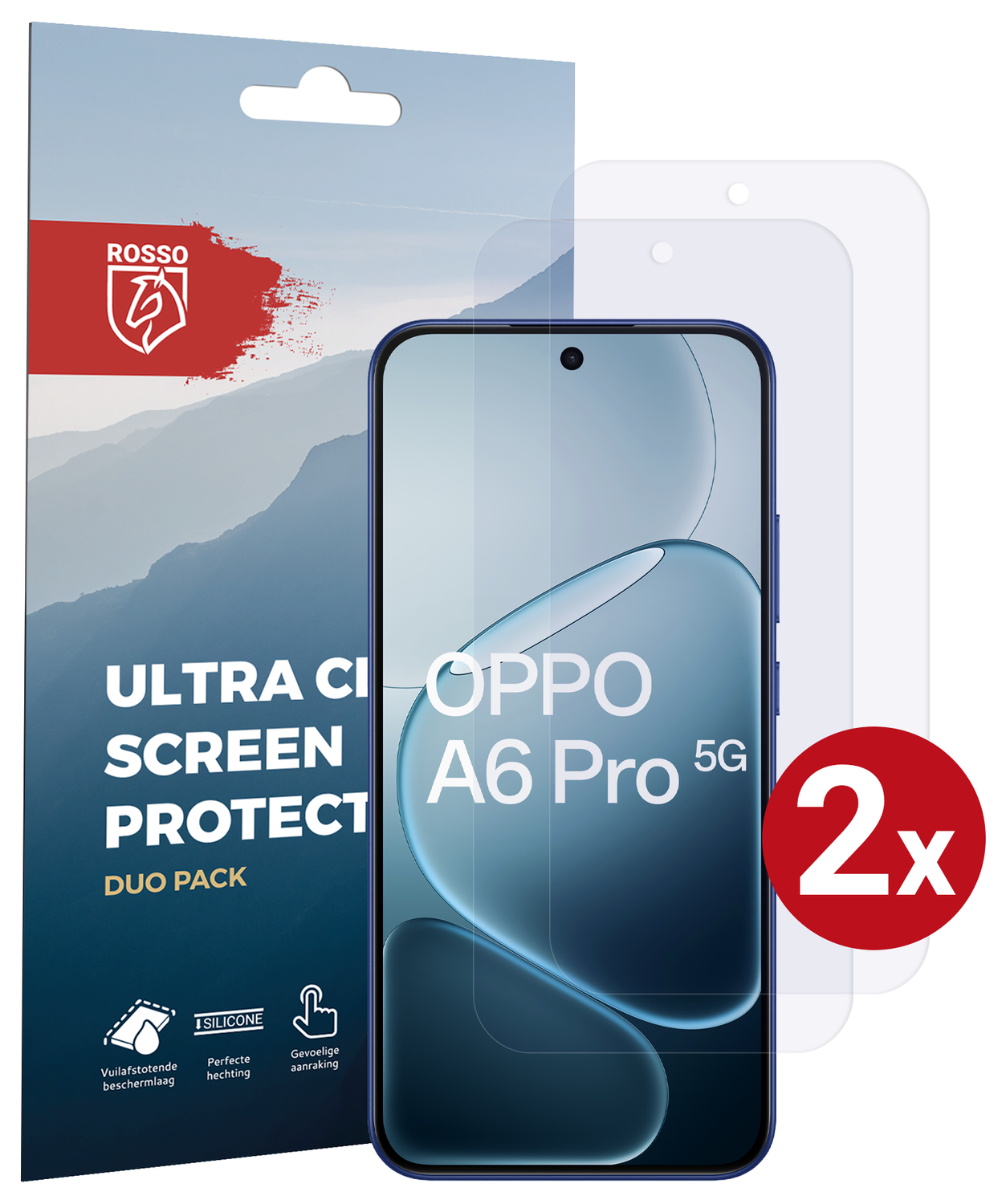 Rosso Oppo A6 Pro Screen Protector Case Friendly Folie Duo Pack afbeelding 1