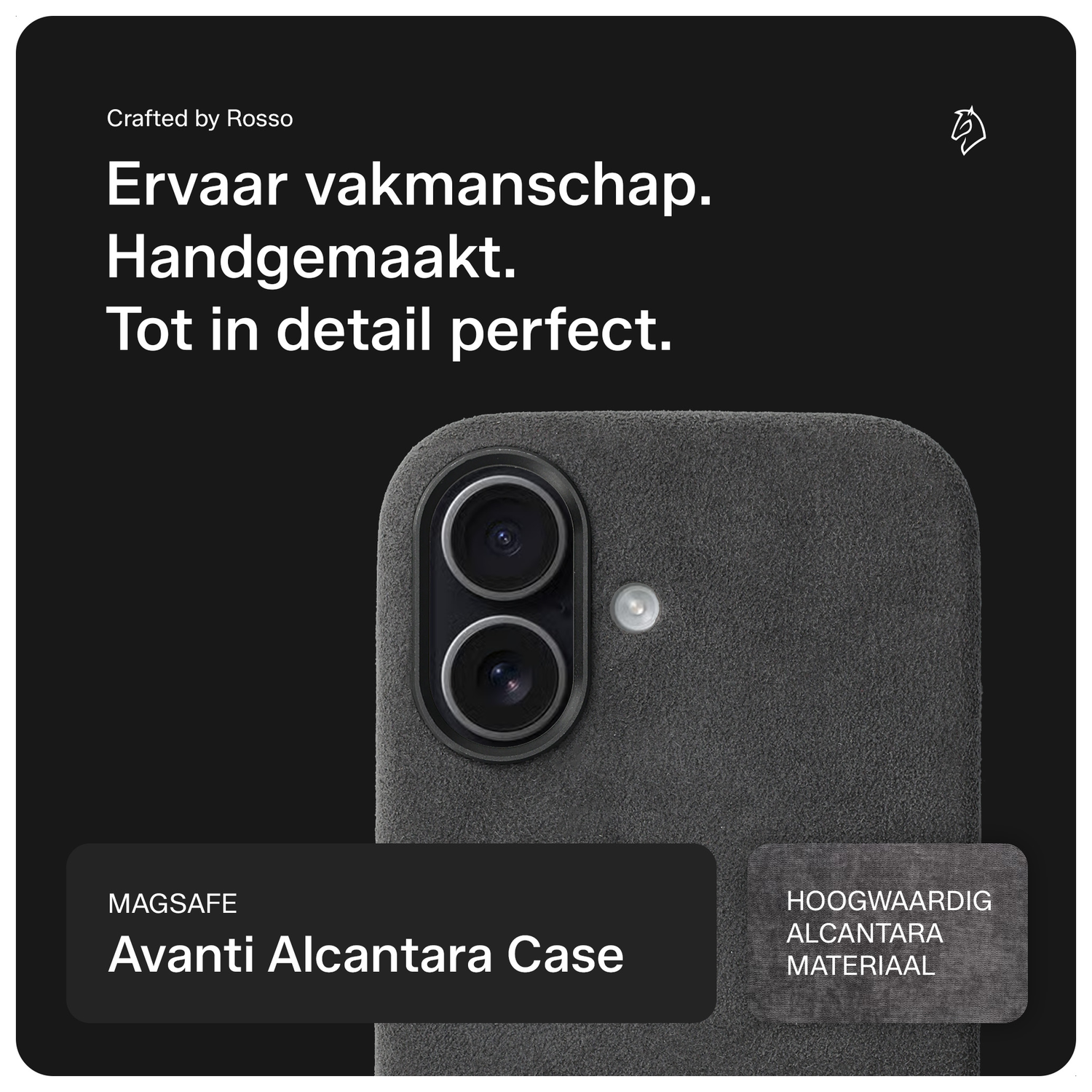 Rosso Avanti Apple iPhone 17 Hoesje Alcantara MagSafe Back Cover Grijs afbeelding 2