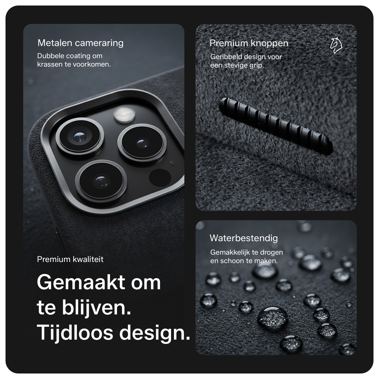 Rosso Avanti Apple iPhone 17 Hoesje Alcantara MagSafe Back Cover Grijs afbeelding 3