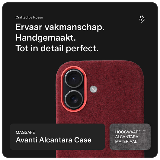 Rosso Avanti Apple iPhone 17 Hoesje Alcantara MagSafe Back Cover Burgundy afbeelding 2
