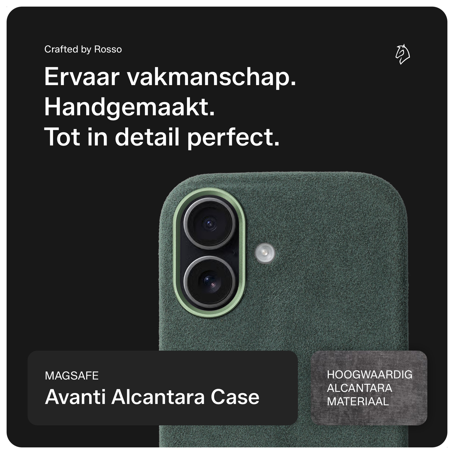 Rosso Avanti Apple iPhone 17 Hoesje Alcantara MagSafe Back Cover Groen afbeelding 2