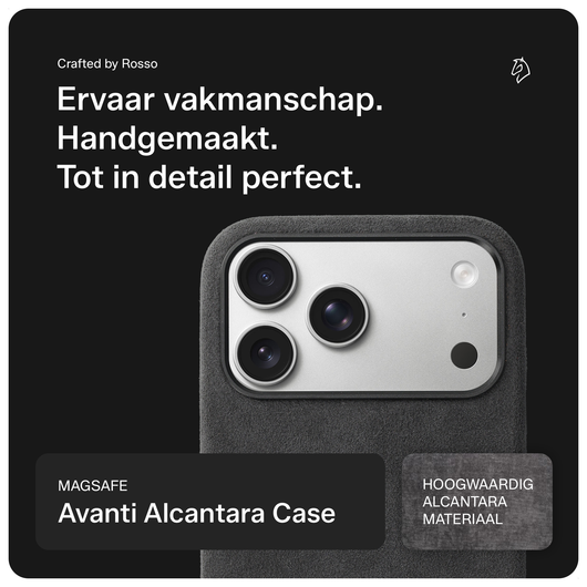 Rosso Avanti Apple iPhone 17 Pro Hoesje Alcantara MagSafe Back Cover Grijs afbeelding 2