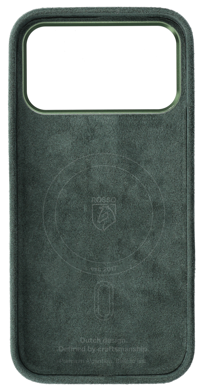Rosso Avanti Apple iPhone 17 Pro Hoesje Alcantara MagSafe Back Cover Groen afbeelding 7