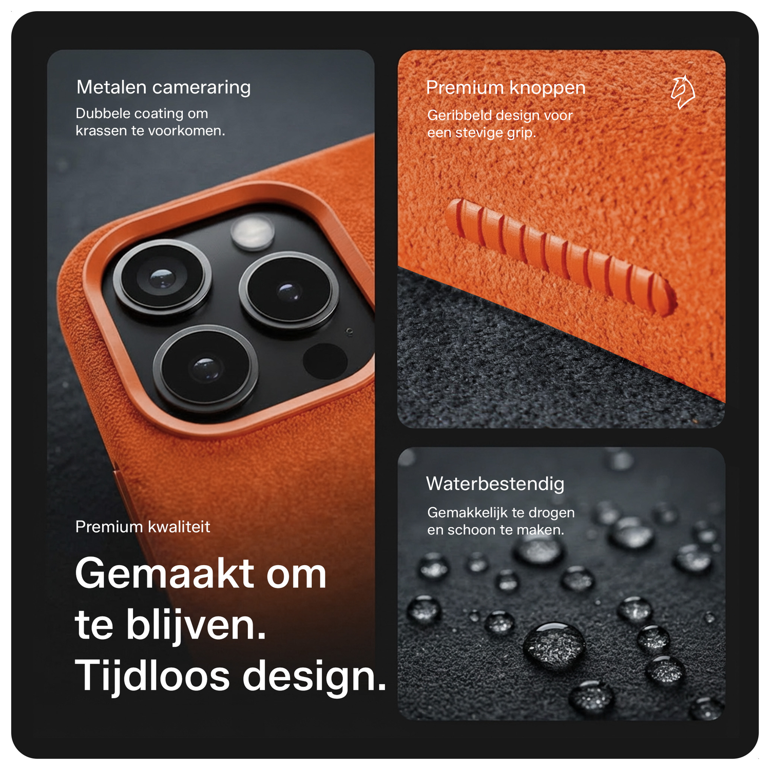 Rosso Avanti Apple iPhone 17 Pro Hoesje Alcantara MagSafe Back Cover Oranje afbeelding 3