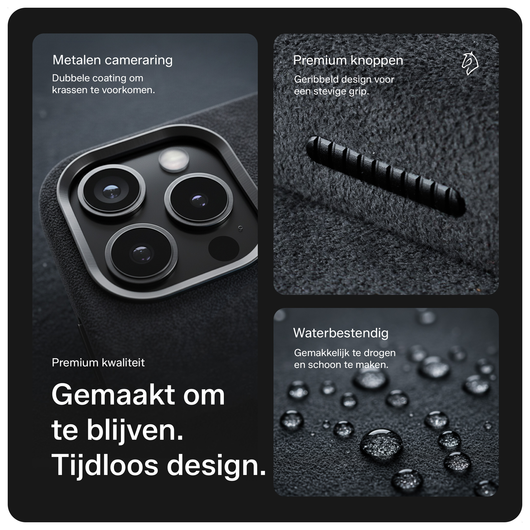 Rosso Avanti iPhone 17 Pro Max Hoesje Alcantara MagSafe Back Cover Grijs afbeelding 3