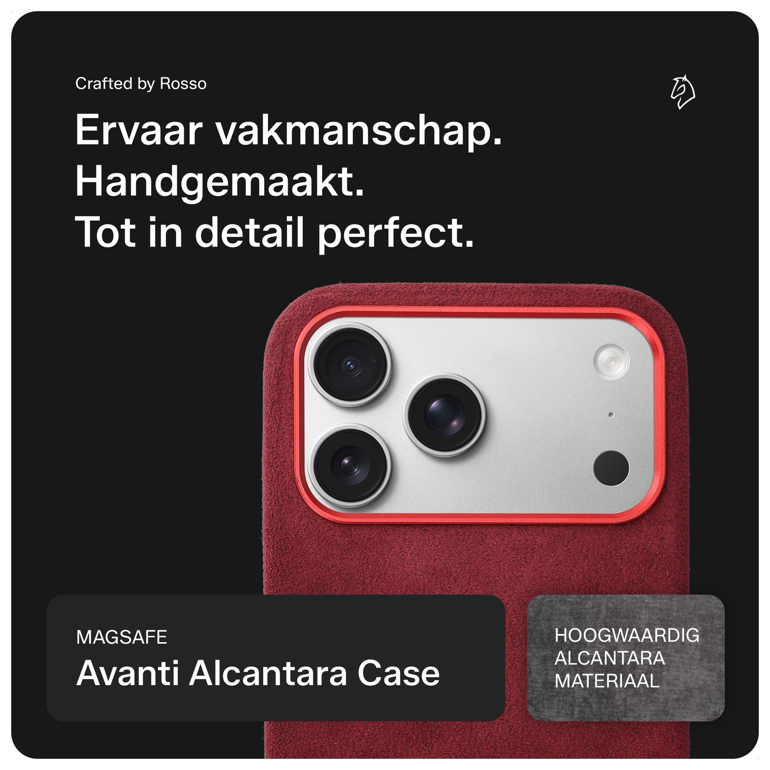 Rosso Avanti iPhone 17 Pro Max Hoesje Alcantara MagSafe Back Cover Burgundy afbeelding 2