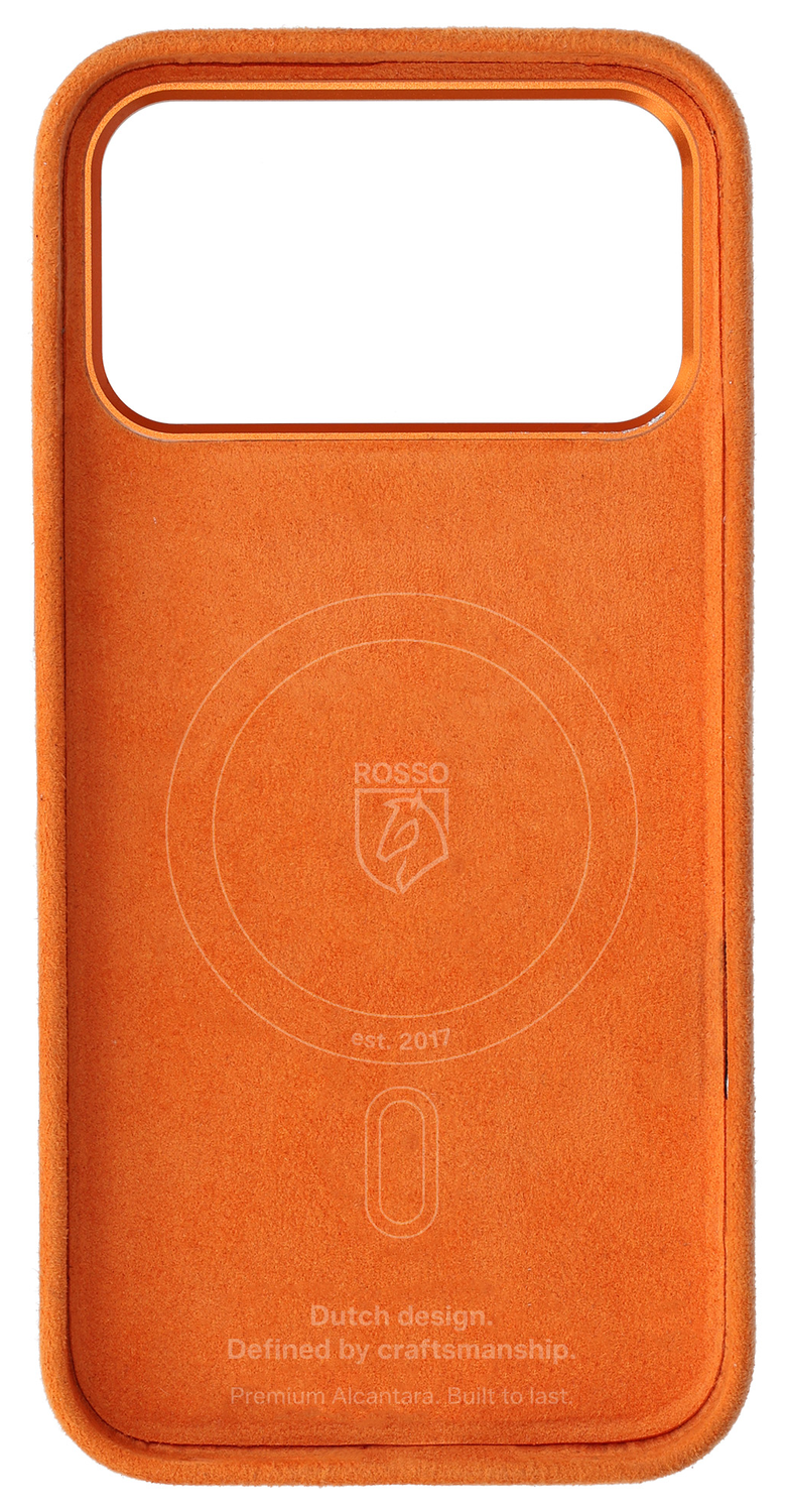 Rosso Avanti iPhone 17 Pro Max Hoesje Alcantara MagSafe Back Cover Oranje afbeelding 7