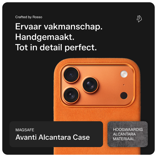 Rosso Avanti iPhone 17 Pro Max Hoesje Alcantara MagSafe Back Cover Oranje afbeelding 2