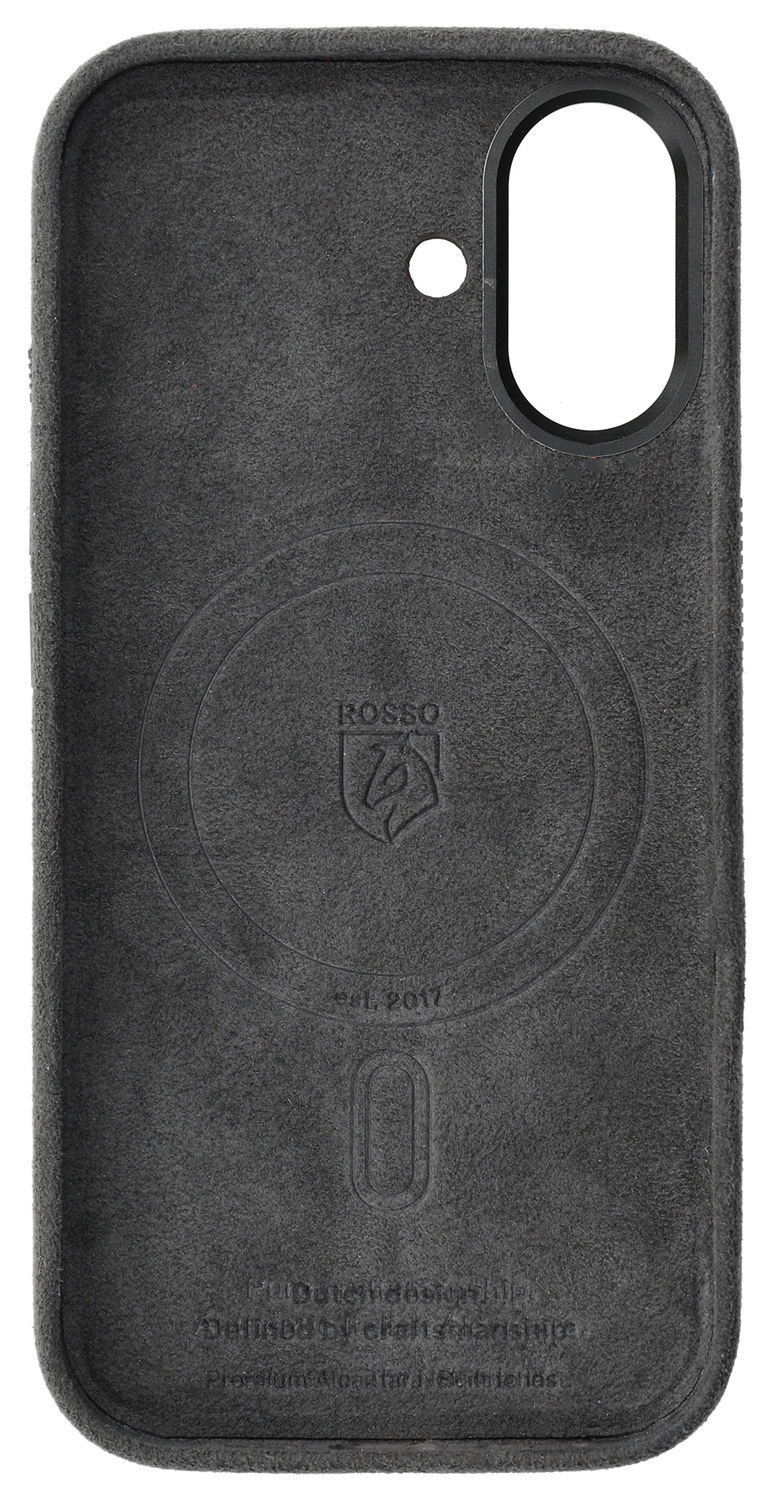 Rosso Avanti Apple iPhone 16 Hoesje Alcantara MagSafe Back Cover Grijs afbeelding 7