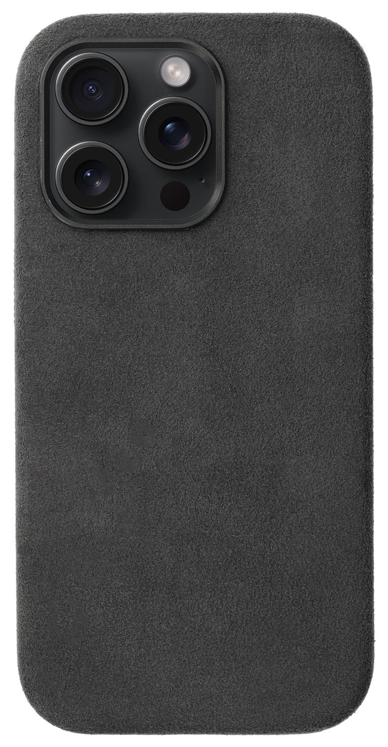 Rosso Avanti Apple iPhone 16 Pro Hoesje Alcantara MagSafe Back Cover Grijs afbeelding 1