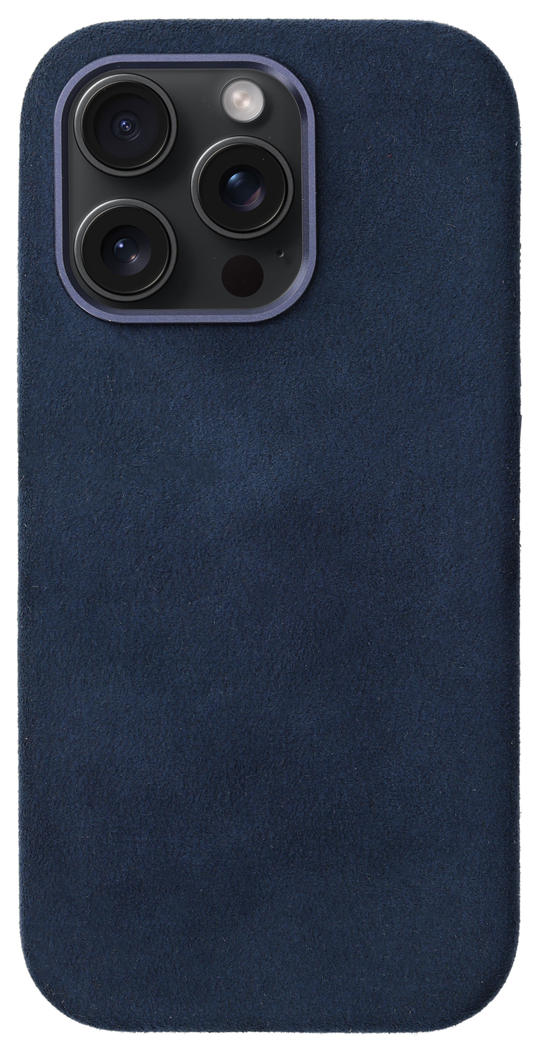 Rosso Avanti Apple iPhone 16 Pro Hoesje Alcantara MagSafe Back Cover Blauw afbeelding 1