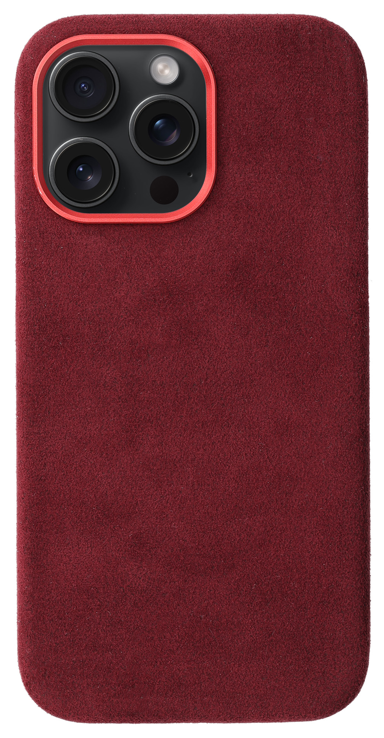 Rosso Avanti iPhone 16 Pro Max Hoesje Alcantara MagSafe Back Cover Burgundy afbeelding 1