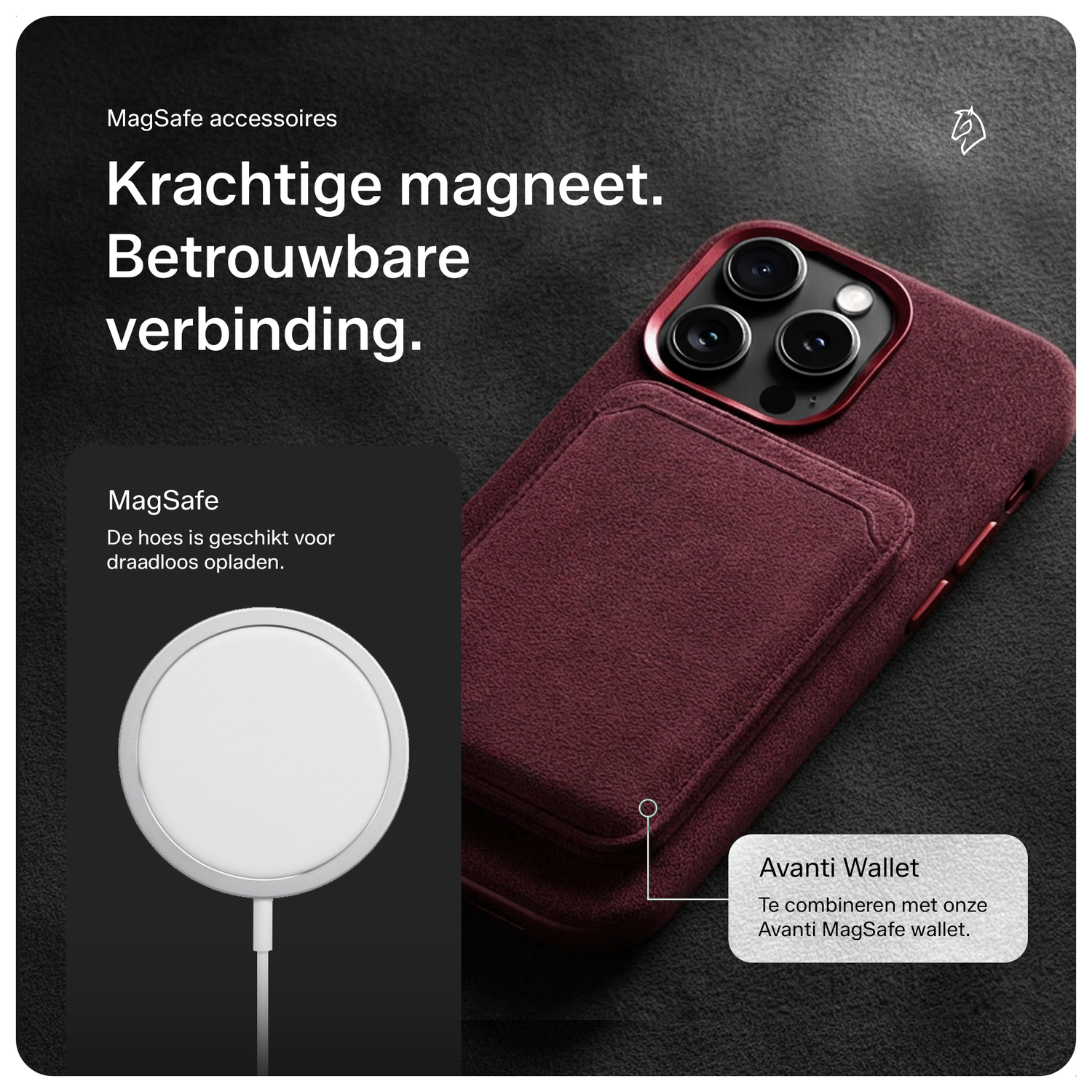 Rosso Avanti iPhone 16 Pro Max Hoesje Alcantara MagSafe Back Cover Burgundy afbeelding 5