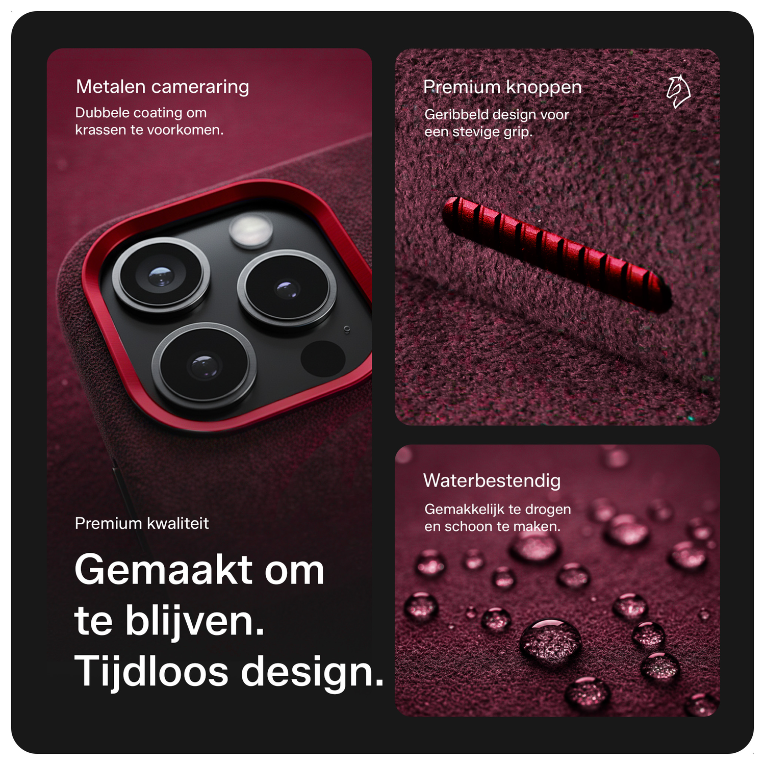 Rosso Avanti Apple iPhone 15 Hoesje Alcantara MagSafe Back Cover Burgundy afbeelding 3