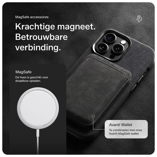 Rosso Avanti iPhone 15 Pro Max Hoesje Alcantara MagSafe Back Cover Grijs afbeelding 5