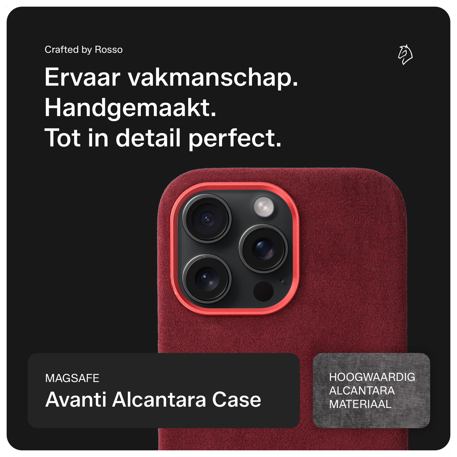 Rosso Avanti iPhone 15 Pro Max Hoesje Alcantara MagSafe Back Cover Burgundy afbeelding 2
