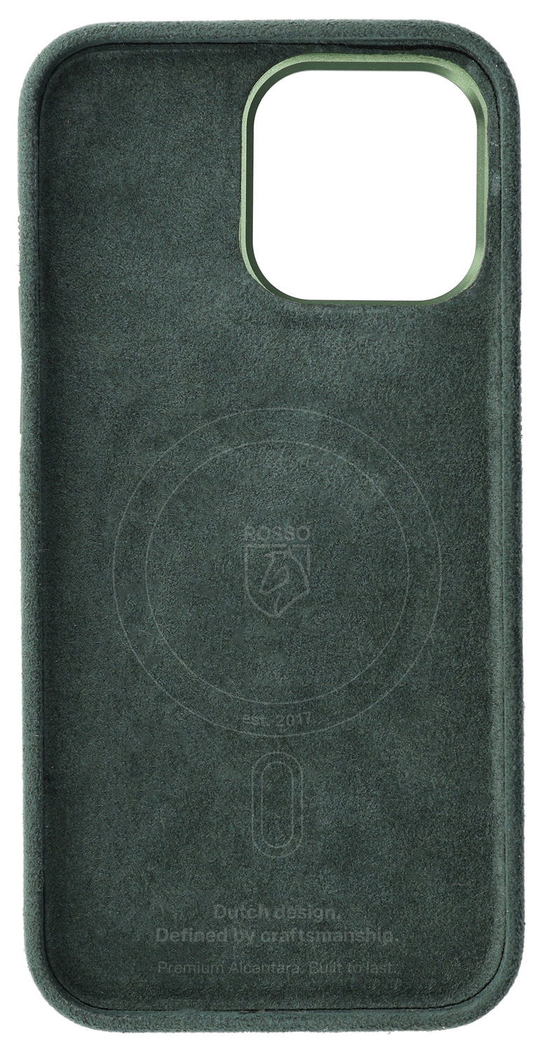 Rosso Avanti iPhone 15 Pro Max Hoesje Alcantara MagSafe Back Cover Groen afbeelding 6