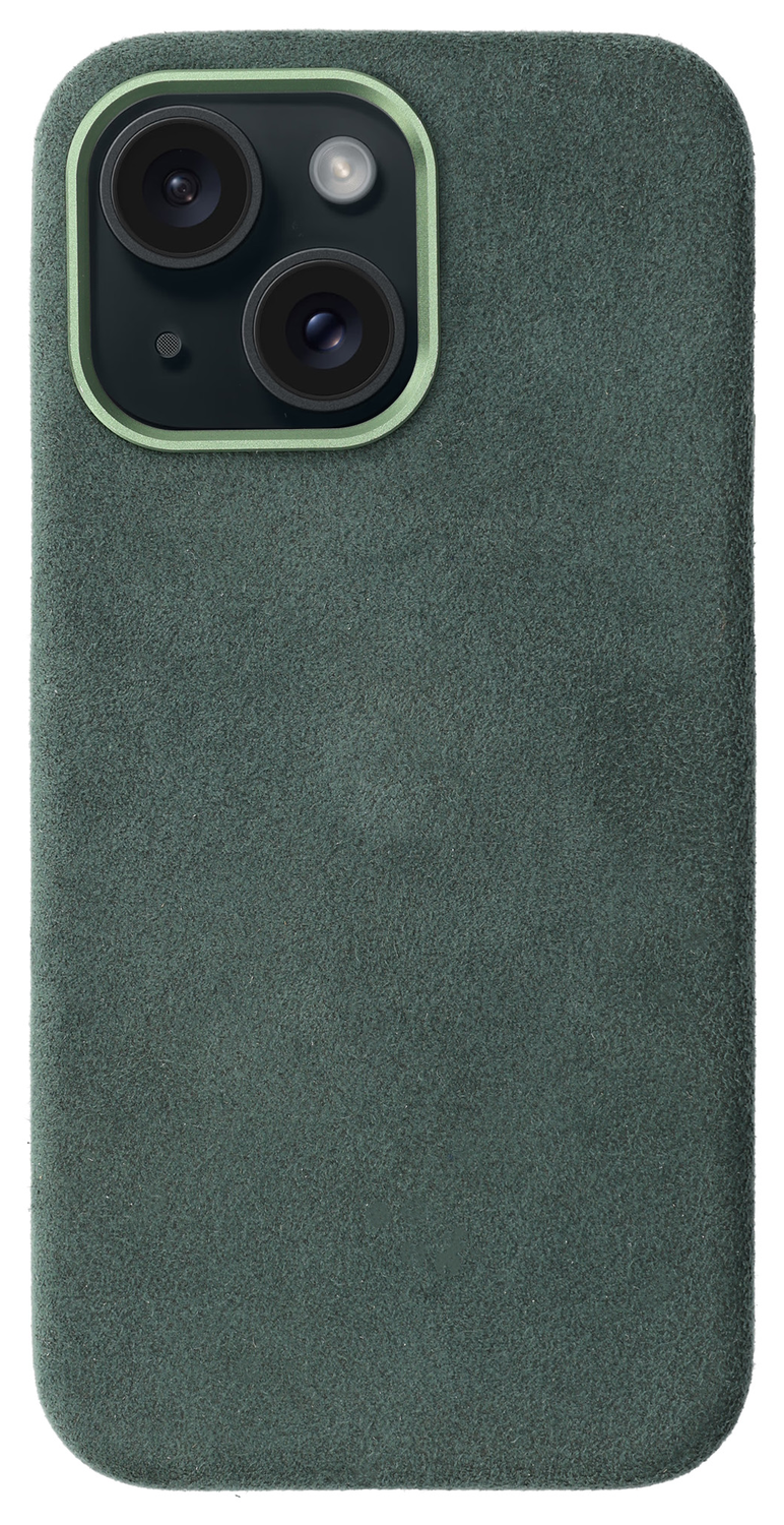 Rosso Avanti Apple iPhone 14 / 13 Hoesje Alcantara MagSafe Back Cover Groen afbeelding 1