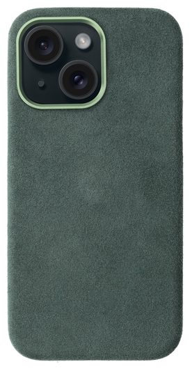 Rosso Avanti Apple iPhone 14 / 13 Hoesje Alcantara MagSafe Back Cover Groen afbeelding 1