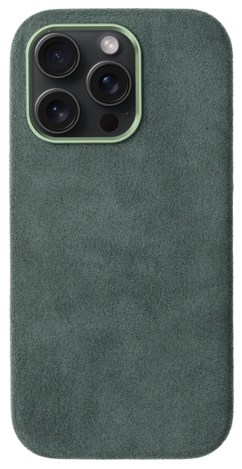 Rosso Avanti Apple iPhone 14 Pro Hoesje Alcantara MagSafe Back Cover Groen afbeelding 1