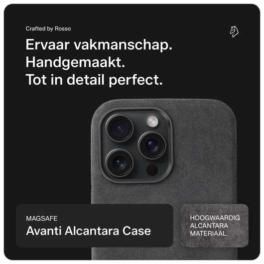 Rosso Avanti iPhone 14 Pro Max Hoesje Alcantara MagSafe Back Cover Grijs afbeelding 2