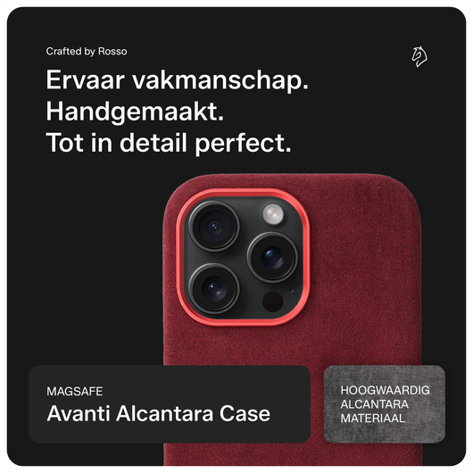 Rosso Avanti iPhone 14 Pro Max Hoesje Alcantara MagSafe Back Cover Burgundy afbeelding 2