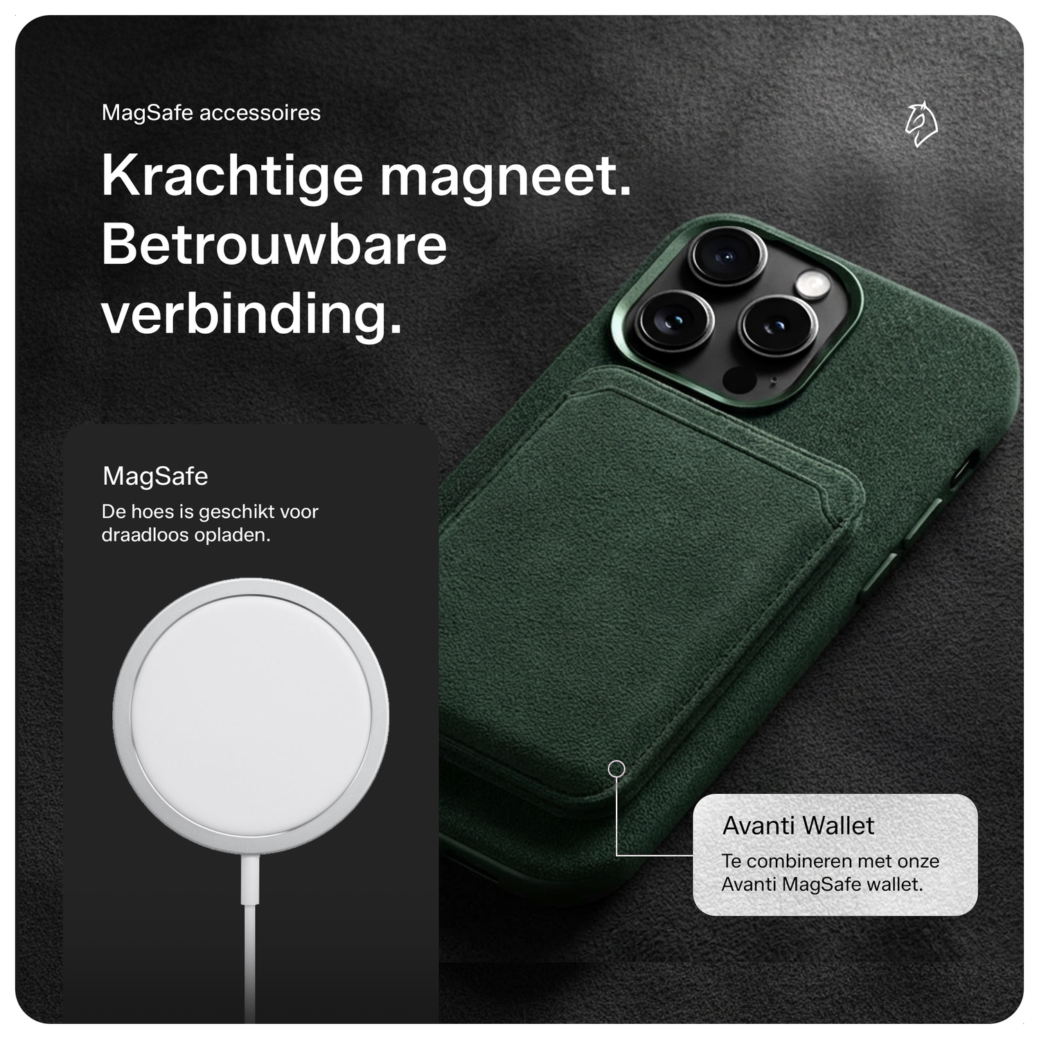 Rosso Avanti iPhone 14 Pro Max Hoesje Alcantara MagSafe Back Cover Groen afbeelding 5