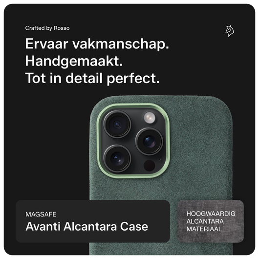 Rosso Avanti iPhone 14 Pro Max Hoesje Alcantara MagSafe Back Cover Groen afbeelding 2