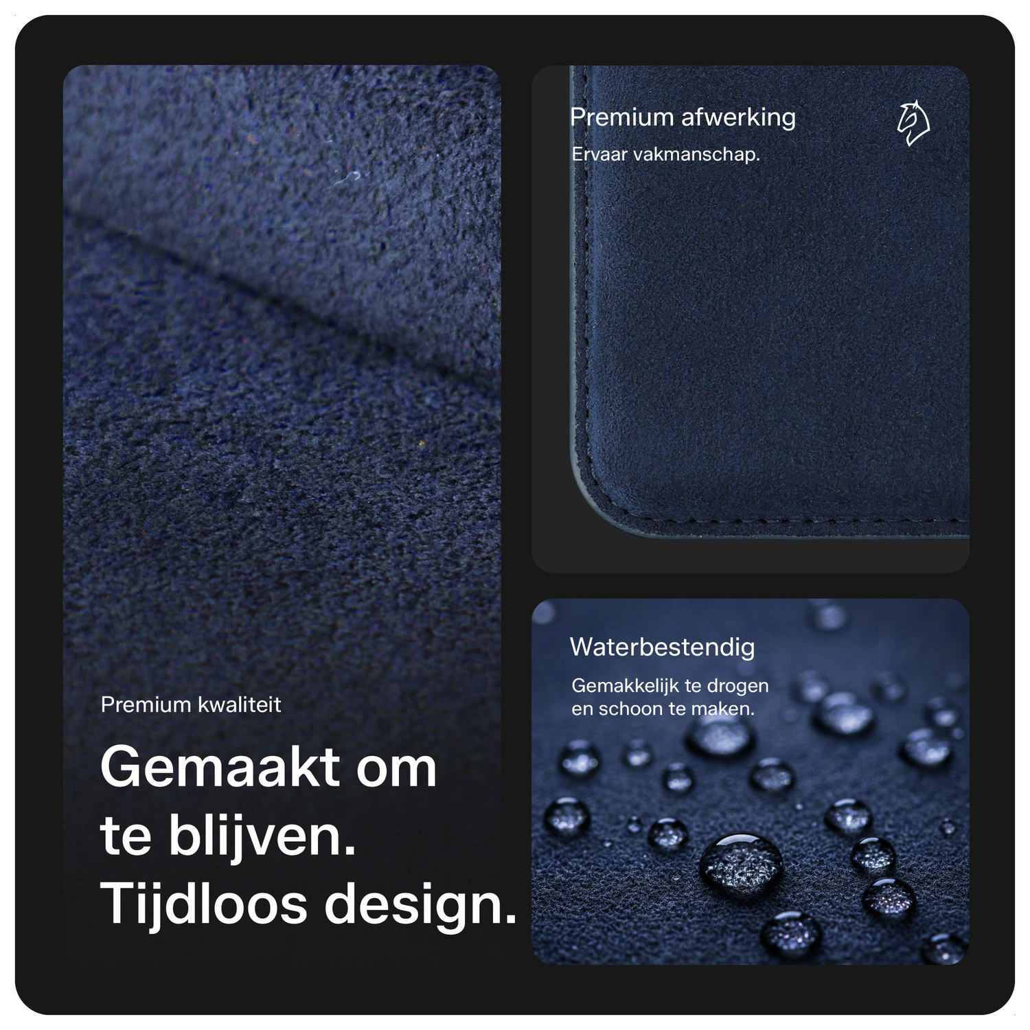 Rosso Avanti Alcantara Wallet MagSafe Kaarthouder / Pasjeshouder Blauw afbeelding 2