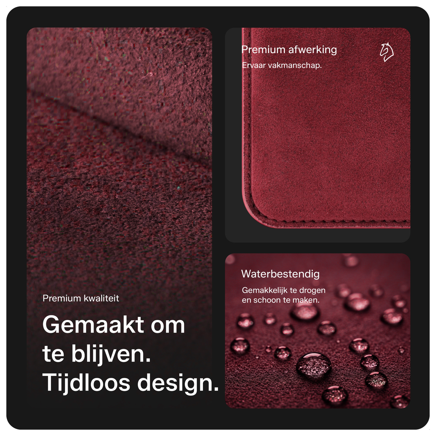 Rosso Avanti Alcantara Wallet MagSafe Kaarthouder / Pasjeshouder Burgundy afbeelding 2