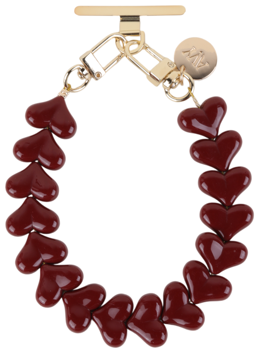 AVY Universele Hartjes Armband Polsband Telefoonkoord (30CM) Cupid Burgundy afbeelding 4