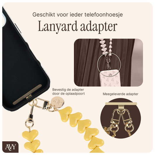 AVY Universele Hartjes Armband Polsband Telefoonkoord (30CM) Cupid Yellow afbeelding 2