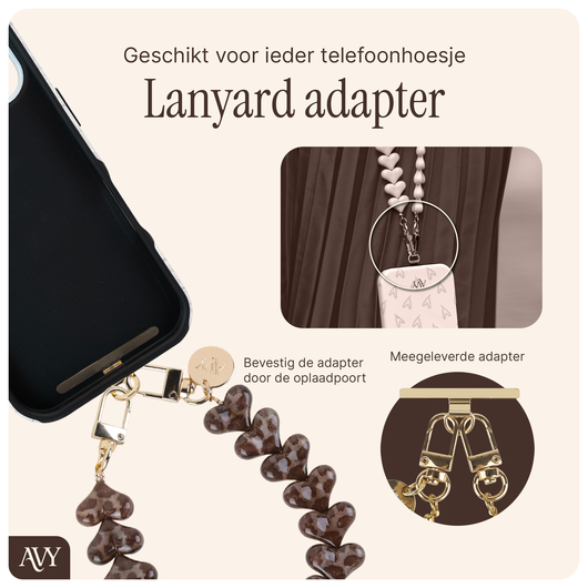 AVY Universele Hartjes Armband Polsband Telefoonkoord (30CM) Cupid Leopard afbeelding 2