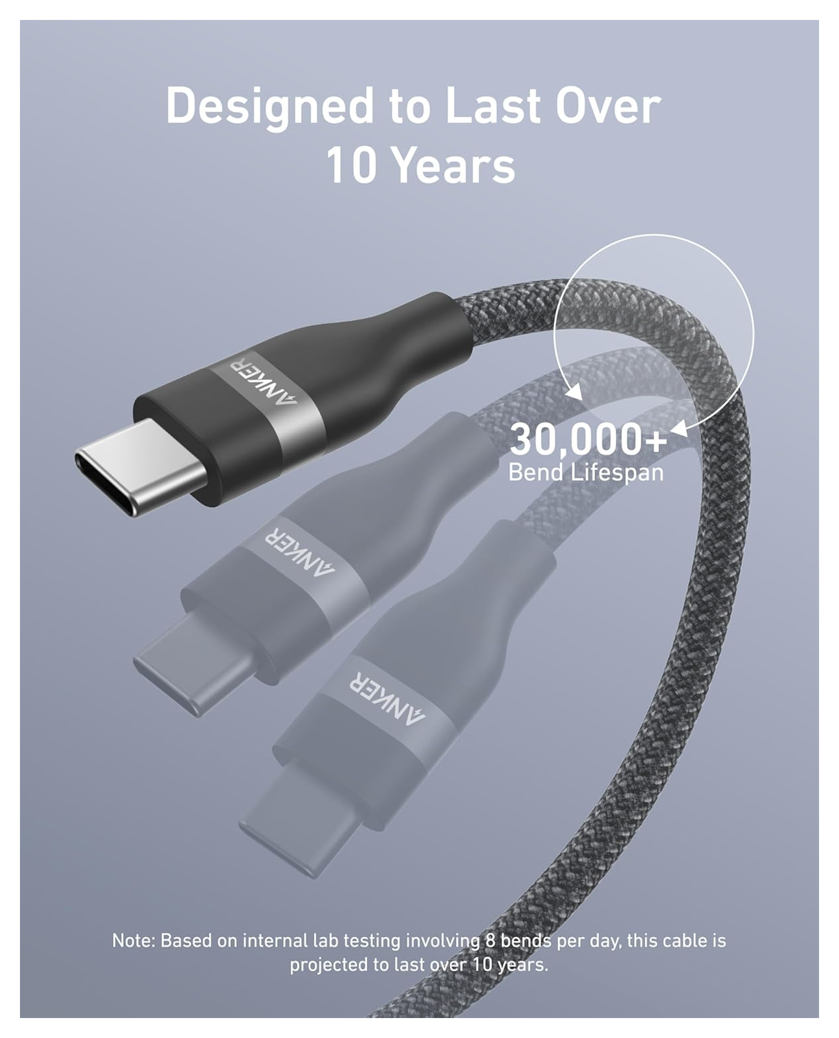 Anker USB-C naar USB-C Snellaad Kabel 240W Fast Charge Bio-Nylon 1.8M Zwart afbeelding 5