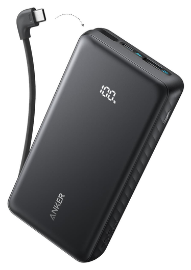 Anker Zolo Power Bank met Ingebouwde USB-C Kabel 22.5W PD 20,000 mAh Zwart afbeelding 1