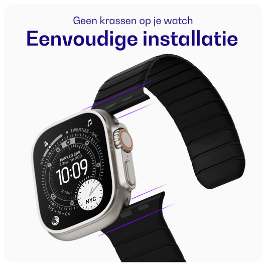 Buddi Fuse Magnetisch Apple Watch Bandje - 1-11/SE - 38/40/41/42MM Zwart afbeelding 4