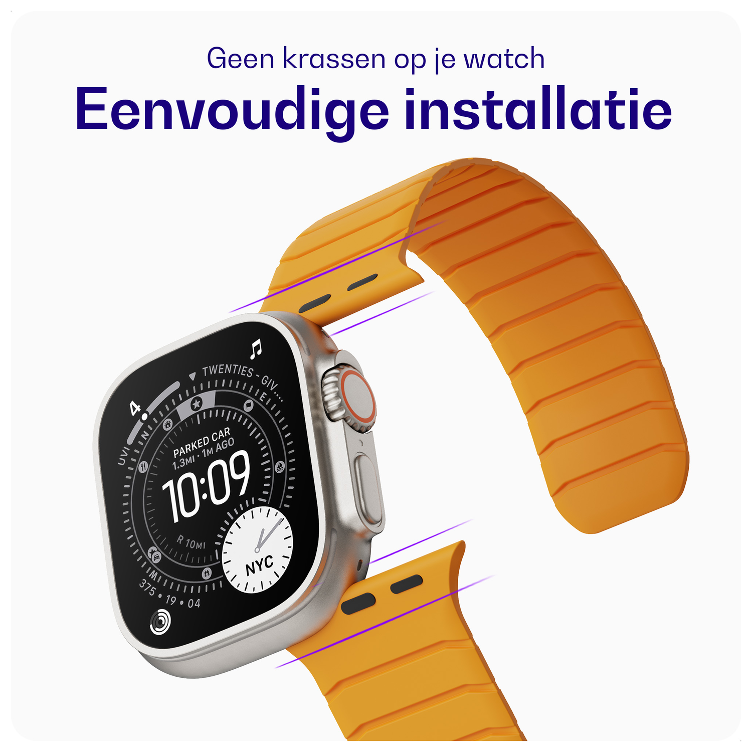 Buddi Fuse Magnetisch Apple Watch Bandje - 1-11/SE - 38/40/41/42MM Geel afbeelding 4