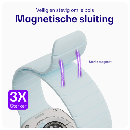 Buddi Fuse Magnetisch Apple Watch Bandje - 1-11/SE - 38/40/41/42MM Lichtblauw afbeelding 2